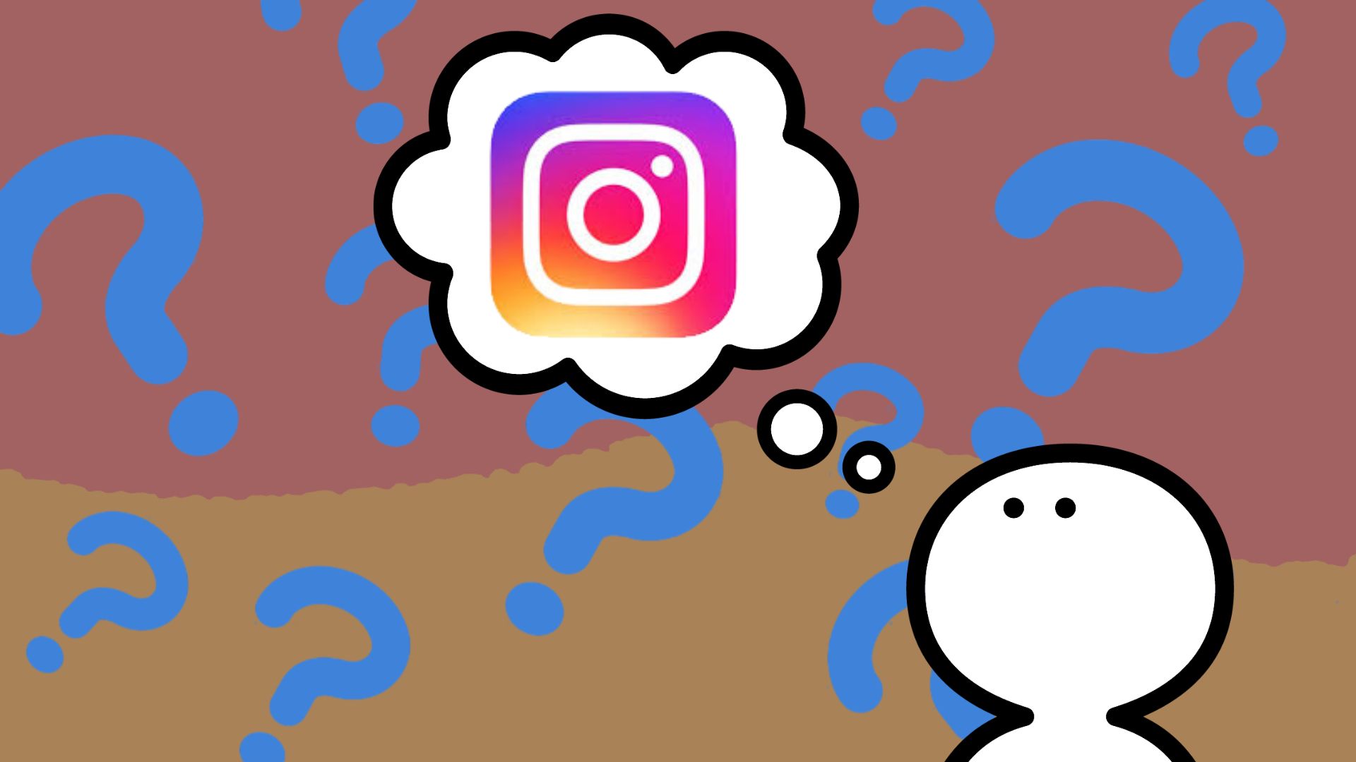 Instagramを思い浮かべて「？」となっている人のイラスト