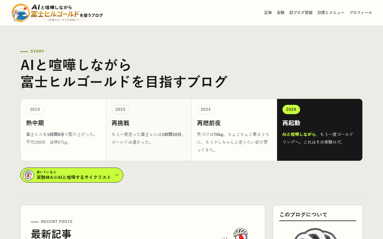 AIと喧嘩しながら富士ヒルゴールドを目指すブログのトップページ